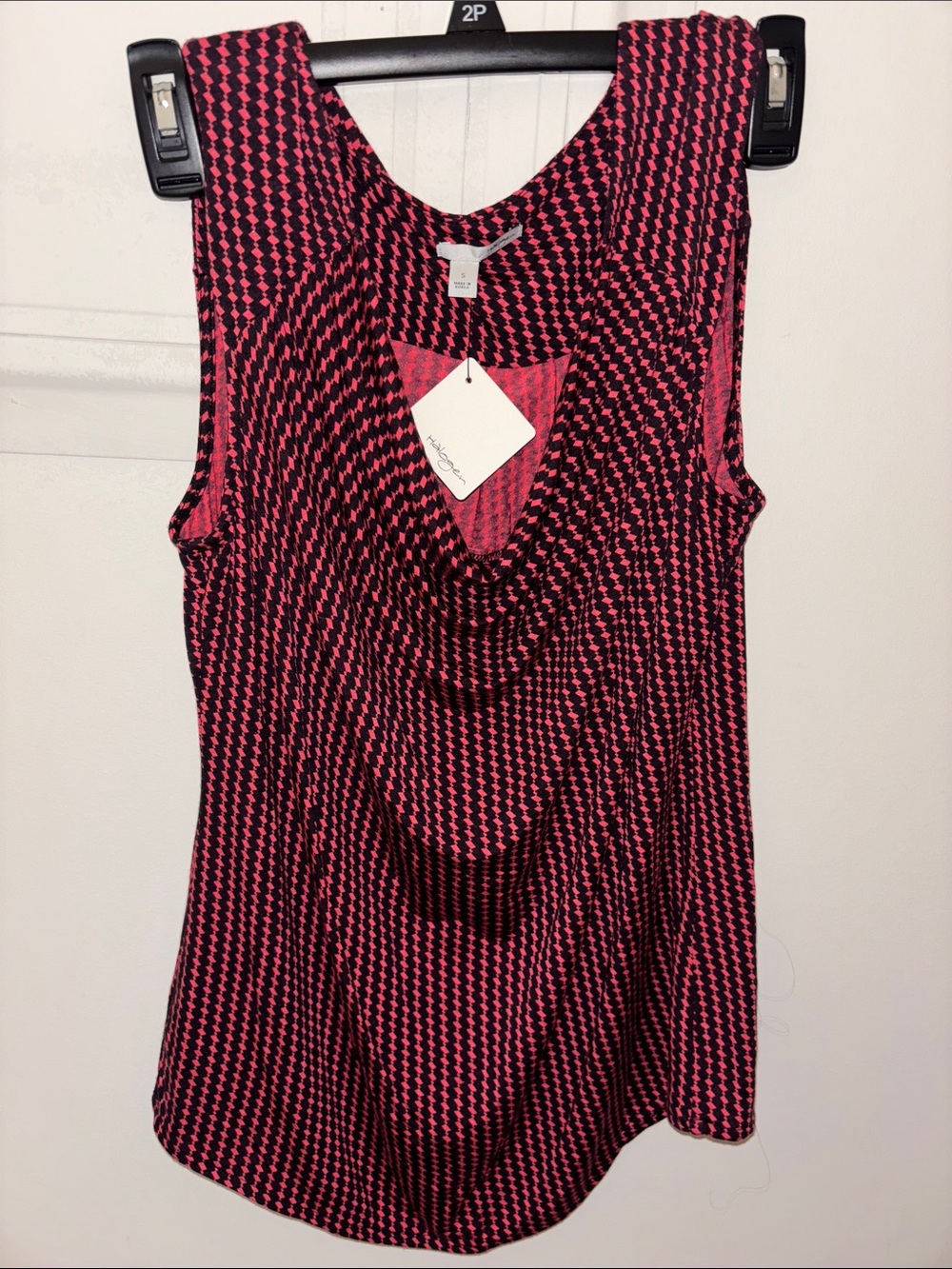 Halogen Pink & Black Cowl Neck sleeveless Tank Top Small NWT Nordstrom